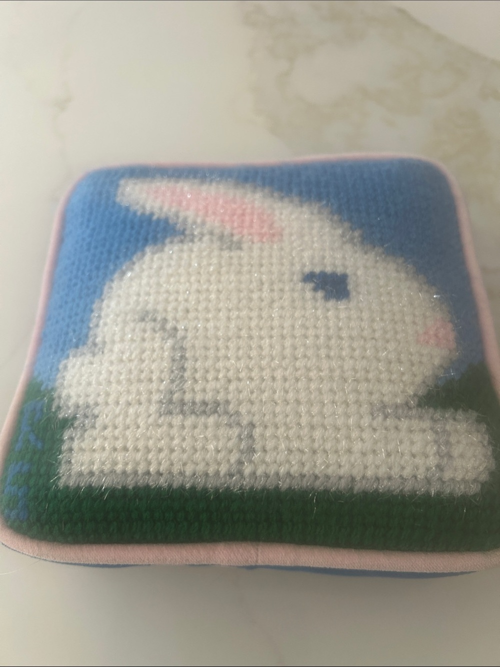 Bunny Throw pillow- Blue and White